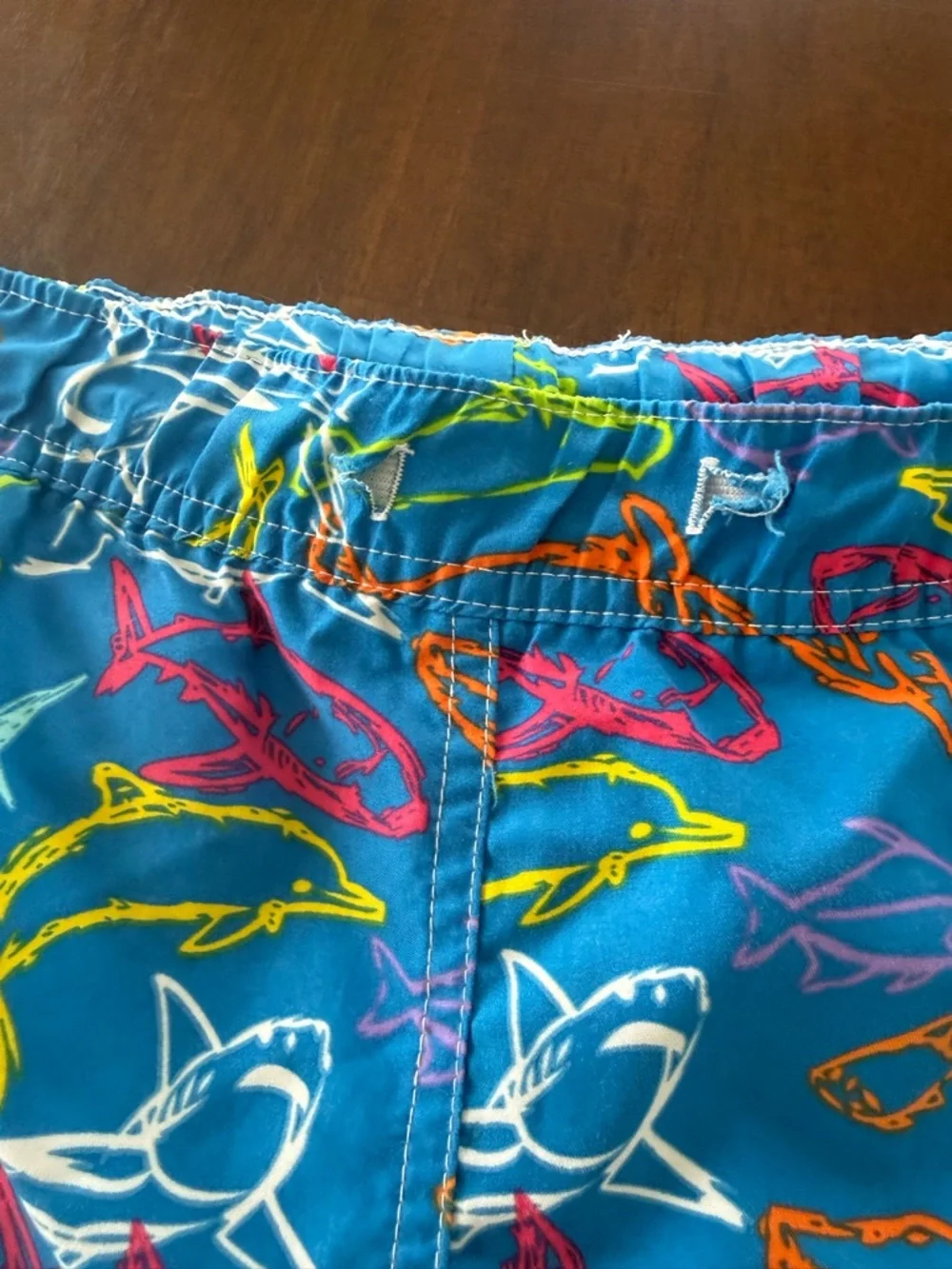 Peter Millar Shark Print Swim Trunks Blue Multicolor Size By Measurements - Picture 4 of 6